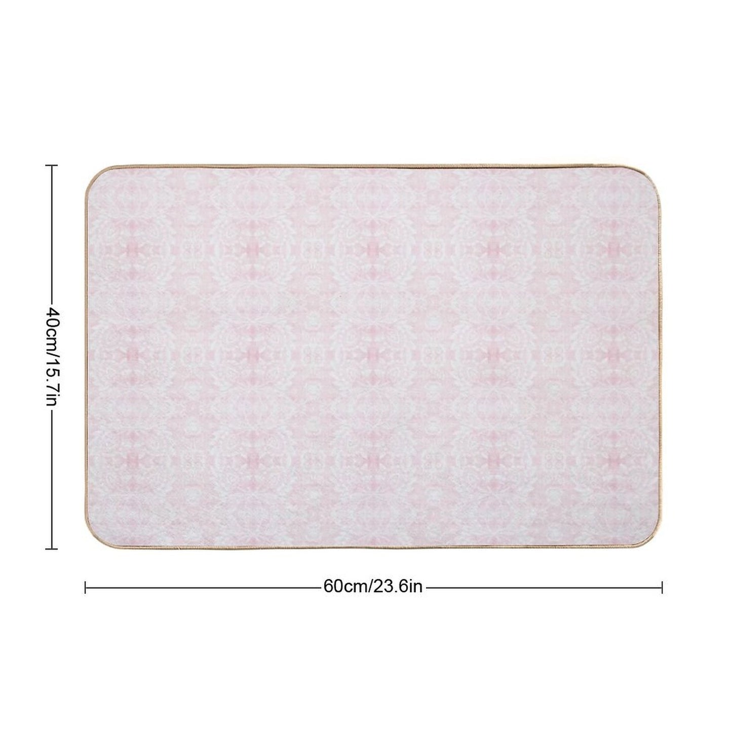 Paloma Faded Vintage Floral Damask in Light Pink And White  Stain-Proof Bath Mat