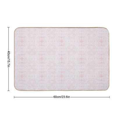 Paloma Faded Vintage Floral Damask in Light Pink And White  Stain-Proof Bath Mat