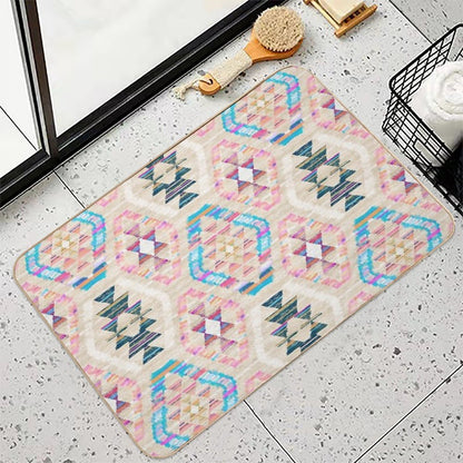 Woven Textured Pastel Kilim Pattern  Anti-Trip Bath Mat