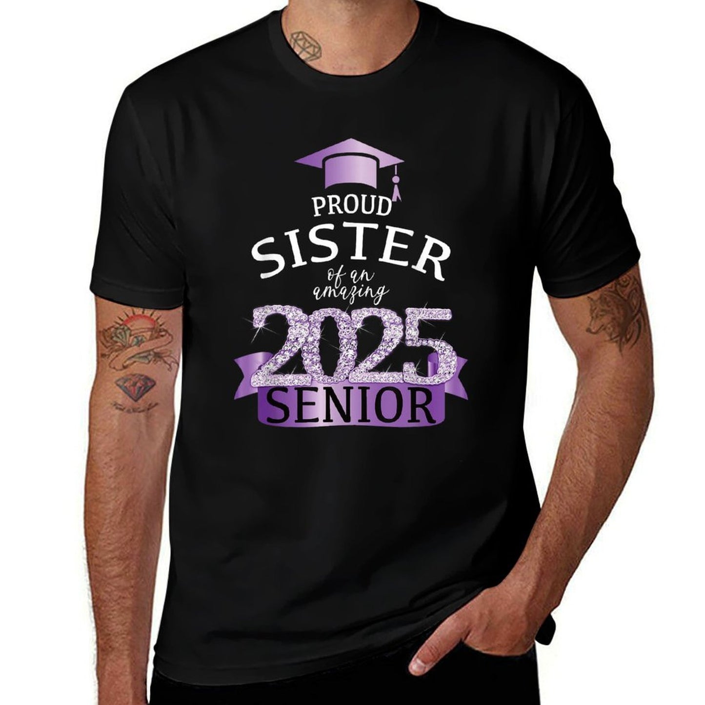 A Proud Sister of A 2025 Senior I Purple Black School Decor  Breathable T-Shirt