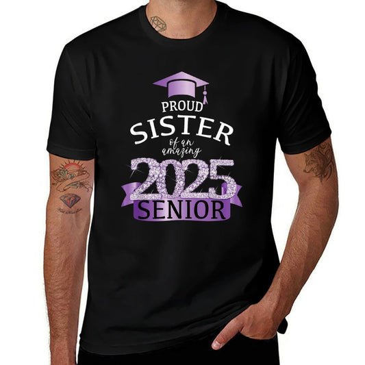 A Proud Sister of A 2025 Senior I Purple Black School Decor  Breathable T-Shirt