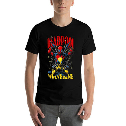 Marvel Deadpool & Wolverine Iconic Buds Retro Big Poster  Trendy Pattern T-Shirt