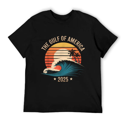Gulf Of US America Vintage Sunset Flag Retro 2025 Durable T-Shirt