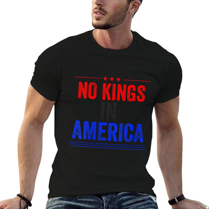 Womens No Kings in America Flag Protest Save Democracy  Rolled Sleeves T-Shirt