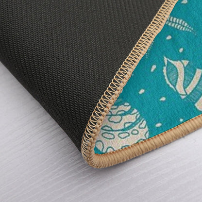 Sea Shell Pattern Turquoise  Rapid-Drying Bath Mat