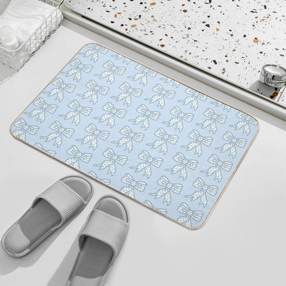 Coquette Blue Bow  Easy Maintenance Bath Mat
