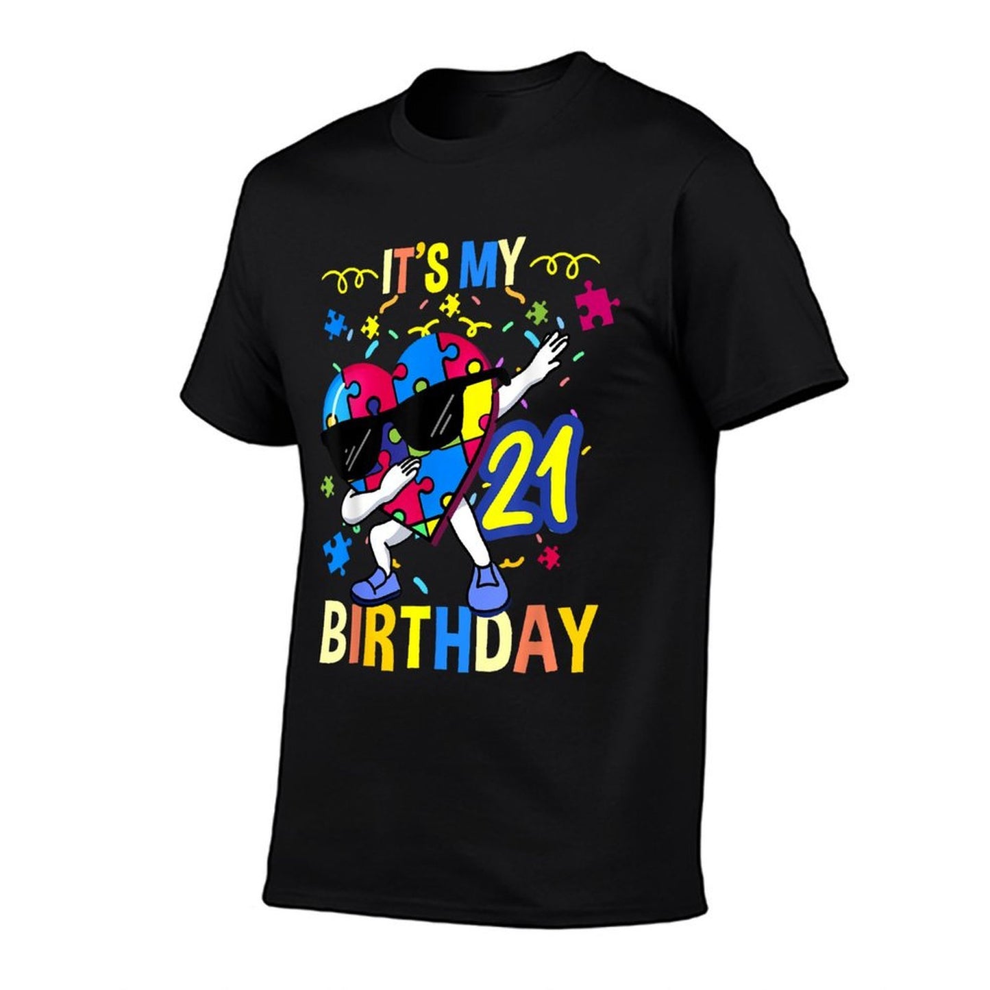 Its My 21st Birthday Dabbing Autism Puzzle  Odor-resistant T-Shirt