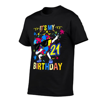 Its My 21st Birthday Dabbing Autism Puzzle  Odor-resistant T-Shirt