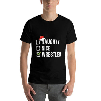 Naughty Nice Wrestler Wrestling Santa Christmas Gift  Quick-drying T-Shirt