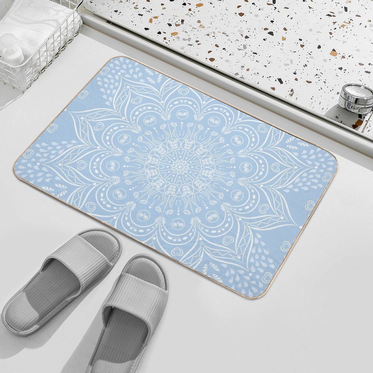 Baby Blue Mandala Pattern  Long-Lasting Bath Mat