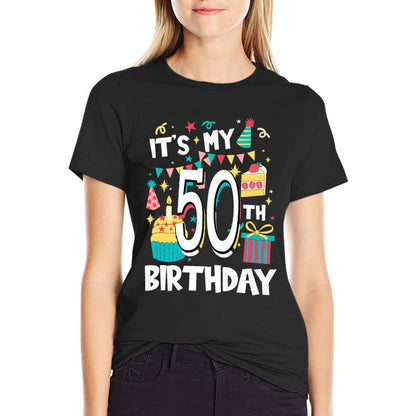 It's My 50th Birthday Cute Sweets Cake Sweetmeat Matching Premium  Easy-care T-Shirt