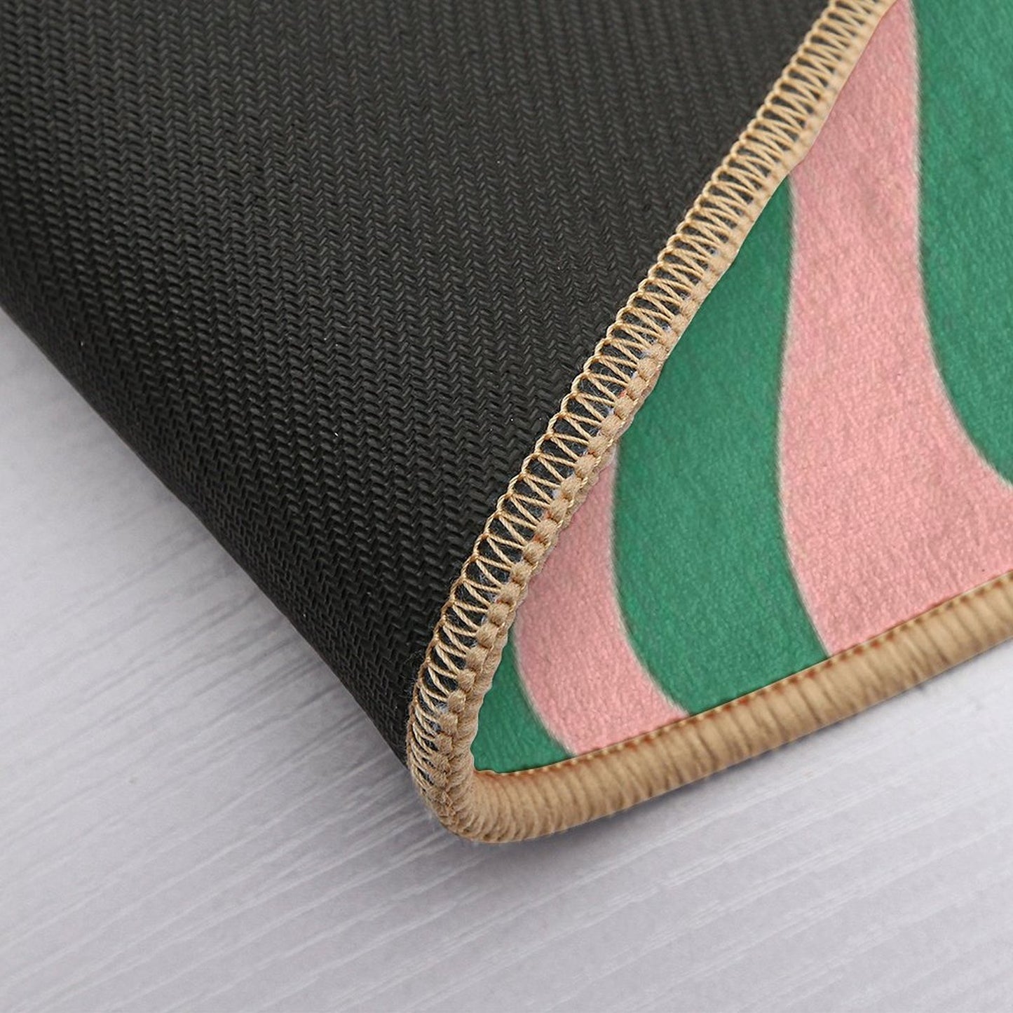 Liquid Swirl Contemporary Abstract Pattern in Pink And Green  Odorless Bath Mat