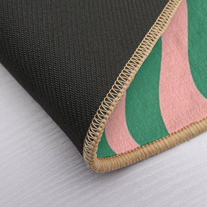 Liquid Swirl Contemporary Abstract Pattern in Pink And Green  Odorless Bath Mat