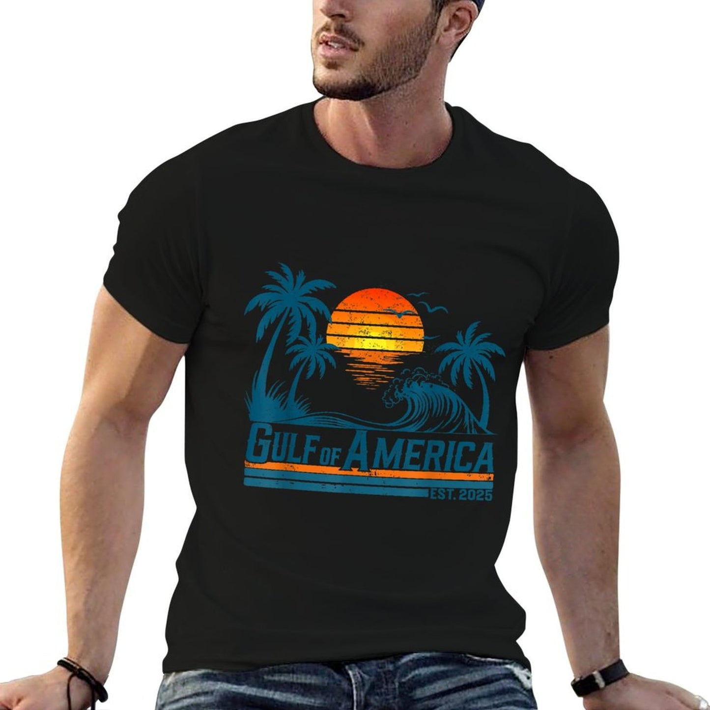 Retro Vintage Gulf Of US America 2025 American Gift Heathered Texture T-Shirt