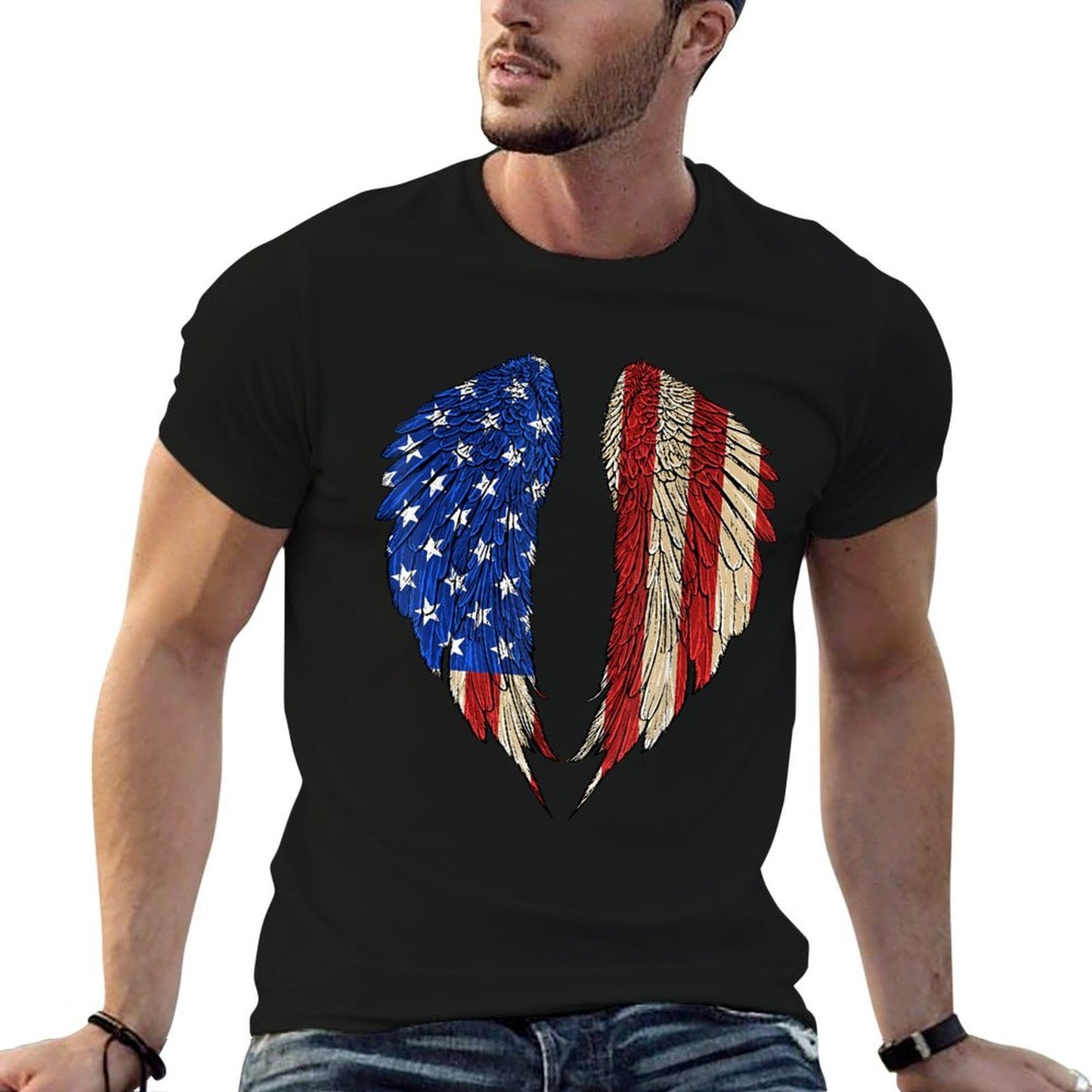 Angel Wings American Patriotic 4th Of July  Soft T-Shirt