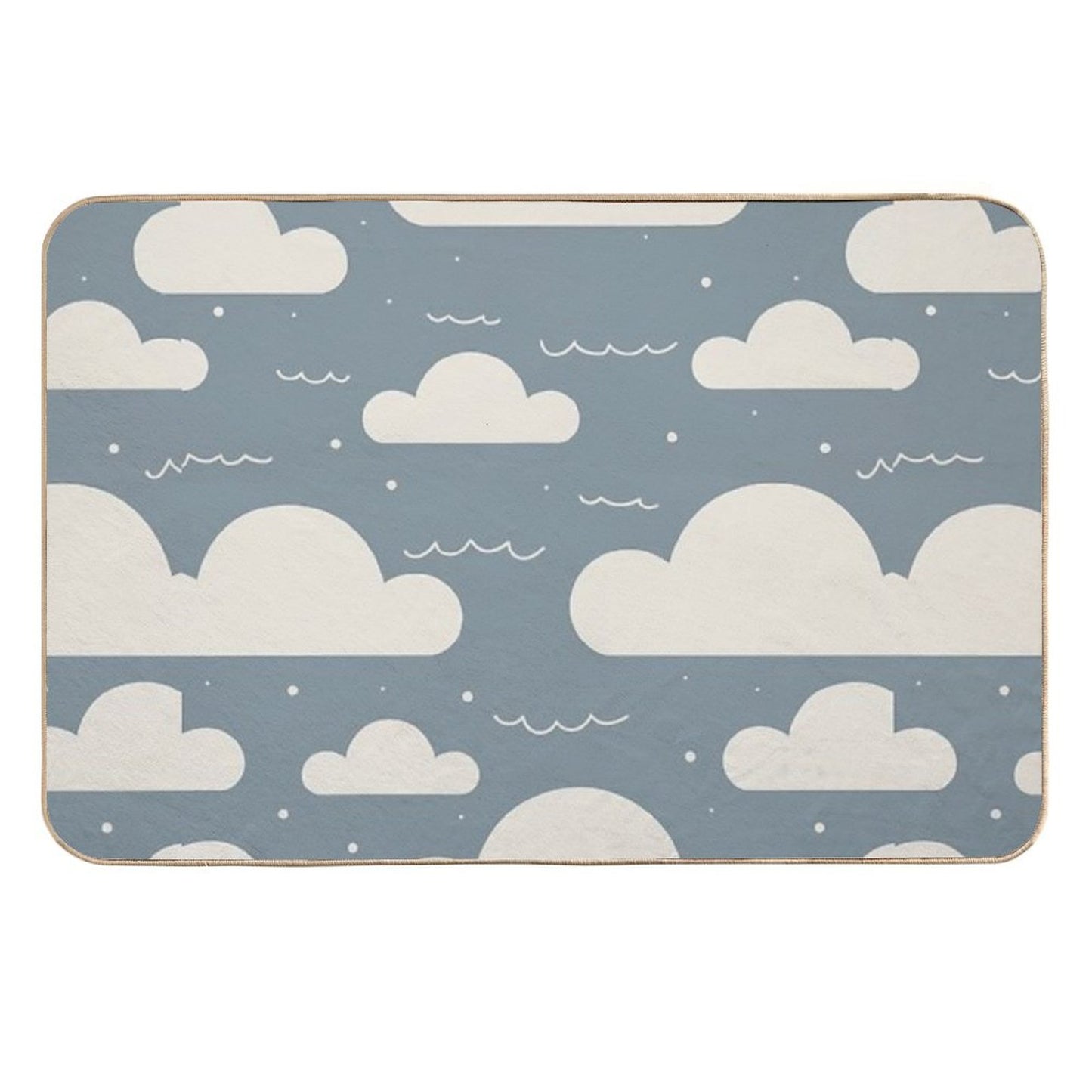 Puffy Clouds Pattern Cloudy DaySky Weather Paradise Nature Palette Durable Bath Mat