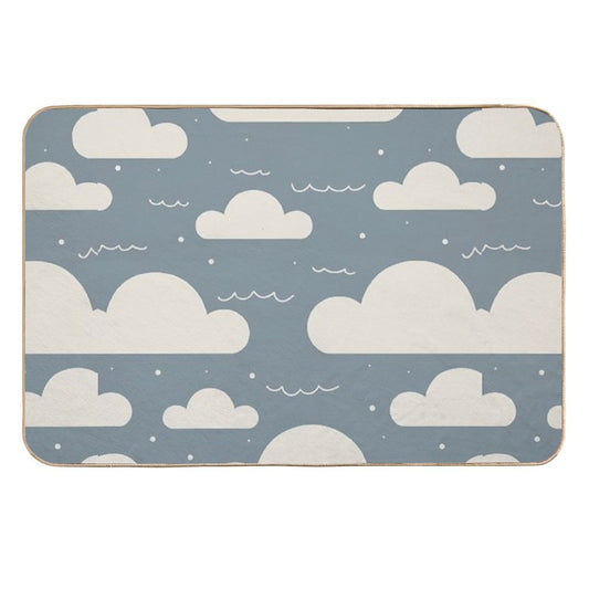 Puffy Clouds Pattern Cloudy DaySky Weather Paradise Nature Palette Durable Bath Mat