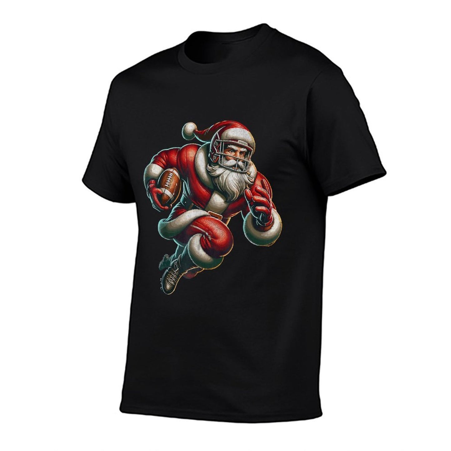 Santa Playing American Football Christmas Women Men Kids  Moisture-wicking T-Shirt