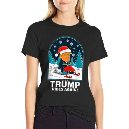 Funny Trump Rides Again Snowmobile Fun Winter  Affordable Price T-Shirt