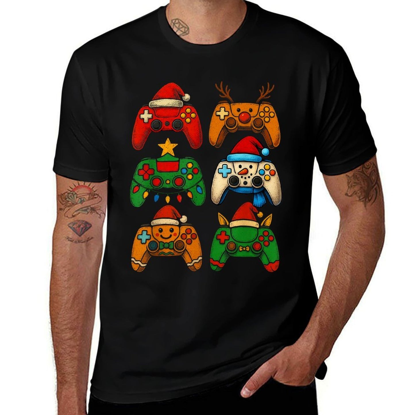 Christmas Gamer Game Controller Xmas Gaming Boys Kids Men  Fade-proof Color T-Shirt