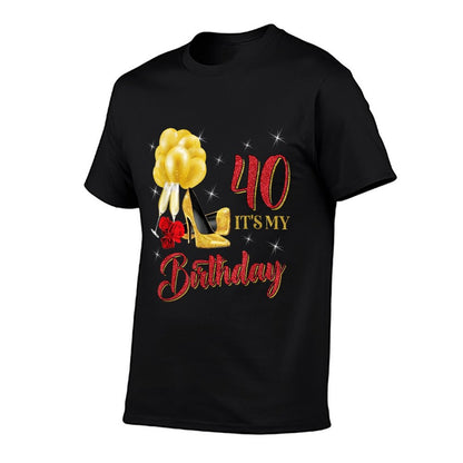 It's My 40th Birthday 40 Years Old Red Rose Wine Crown  High-quality Stitching T-Shirt