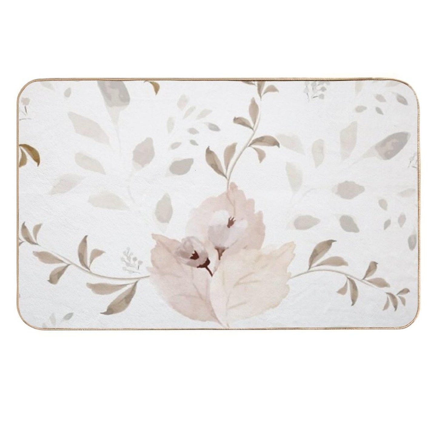 Neutral Watercolor Flower Pattern  Long-Lasting Bath Mat