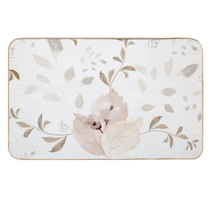 Neutral Watercolor Flower Pattern  Long-Lasting Bath Mat