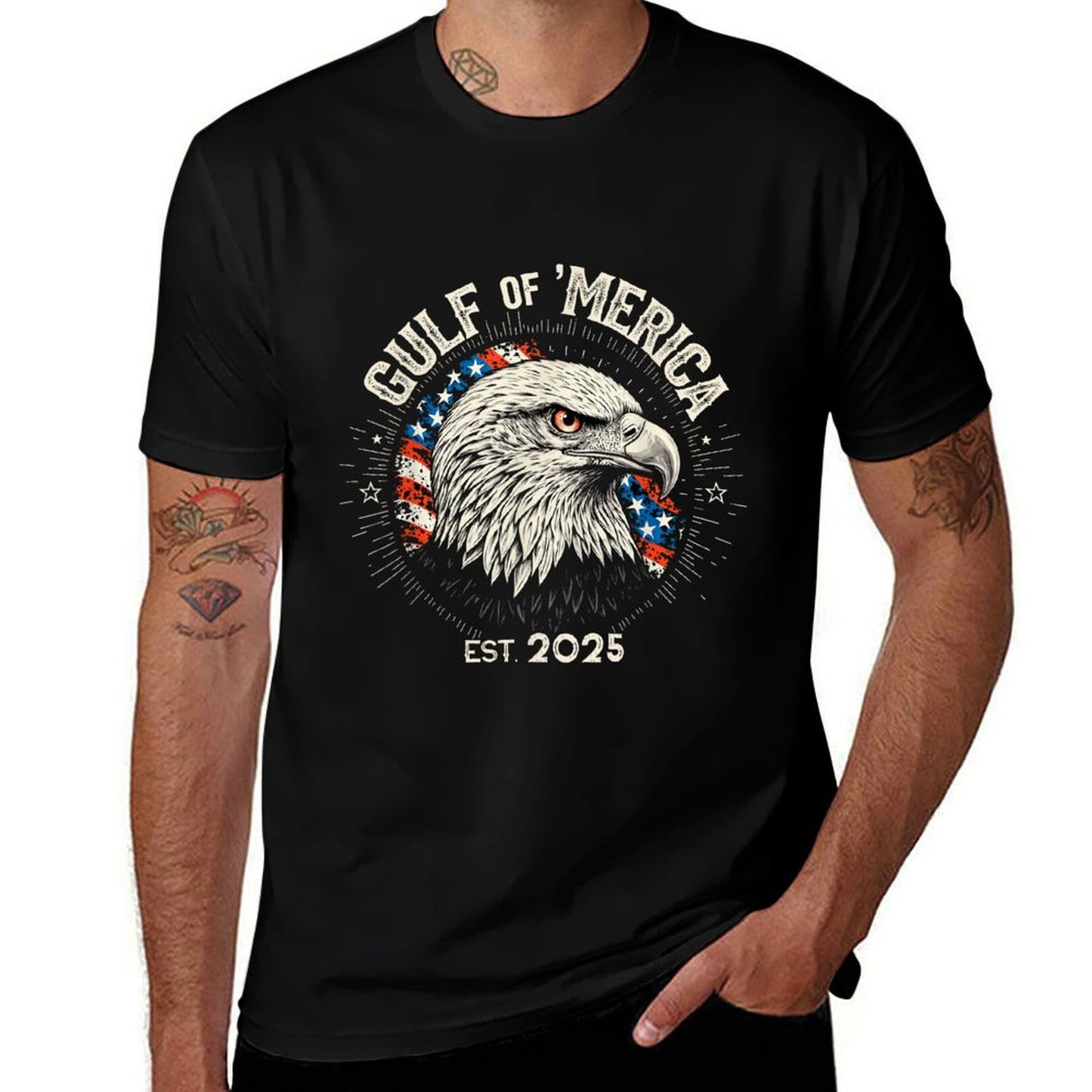 Gulf of 'Merica Patriotic Eagle Gulf of USA America Flag Odor-resistant T-Shirt