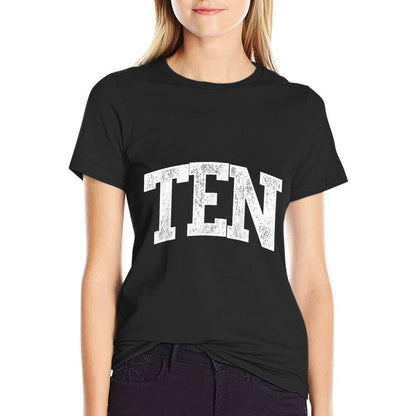 Ten Minimalist 10th Birthday Design 10-Year-Old  High-quality Stitching T-Shirt