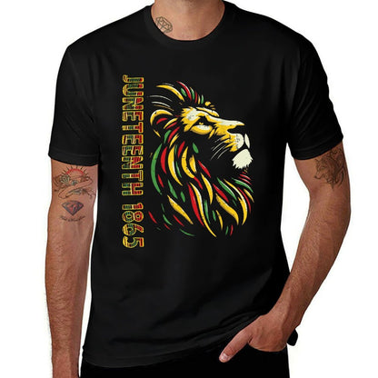 Juneteenth Lion Black African June 19th Men Women Kids  Slim-fit Cut T-Shirt
