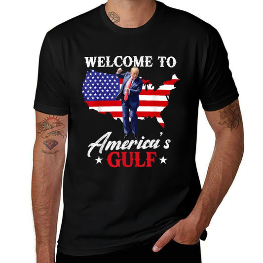 Gulf of USA America Funny USA Flag Slim-fit Cut T-Shirt