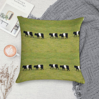 Belted Galloway Cows Soft Short Plush Fabric Throw Pillow