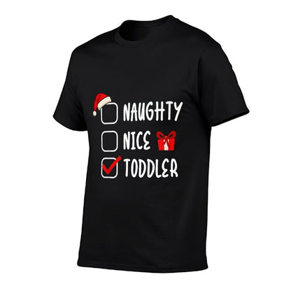 Kids Christmas Costume NAUGHTY NICE TODDLER Funny Christmas  Slim-fit Cut T-Shirt