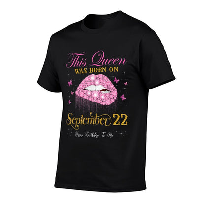This Queen Was Born on September 22, 22nd September Birthday  Heathered Texture T-Shirt