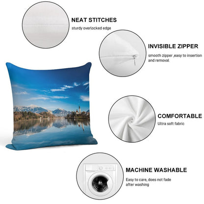 Morning at The Lake of Bled Soft Ultra-Soft Texture Throw Pillow