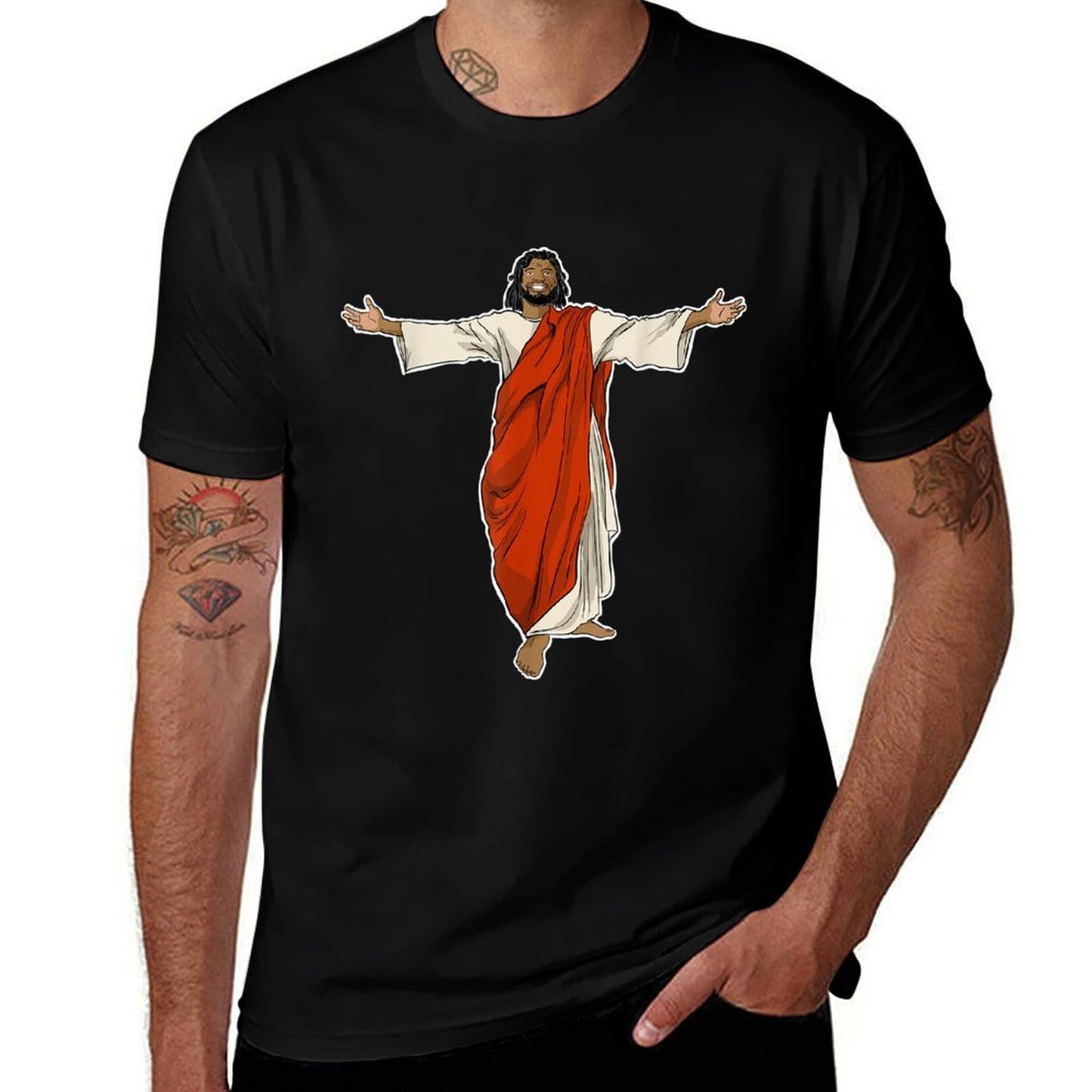 Miftees Christmass Black Jesus  Lightweight T-Shirt