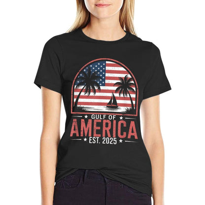 Retro Gulf Of USA America Est 2025 Gulf Mexico American Flag Trendy Pattern T-Shirt