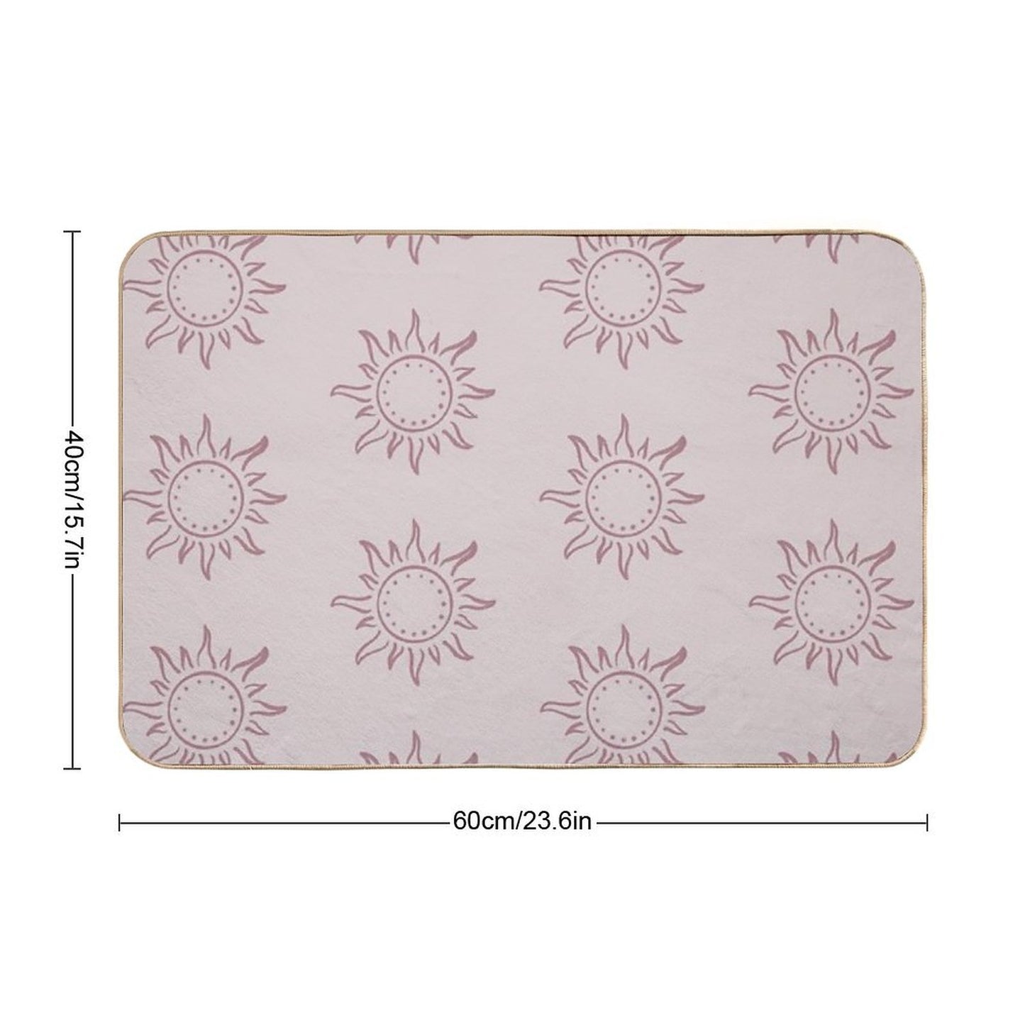 Cute Boho Sun Pattern Bohemian Aesthetic In Muted Colors Light & Dark Muted Pink  Stain-Proof Bath Mat