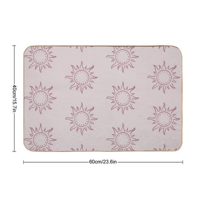 Cute Boho Sun Pattern Bohemian Aesthetic In Muted Colors Light & Dark Muted Pink  Stain-Proof Bath Mat