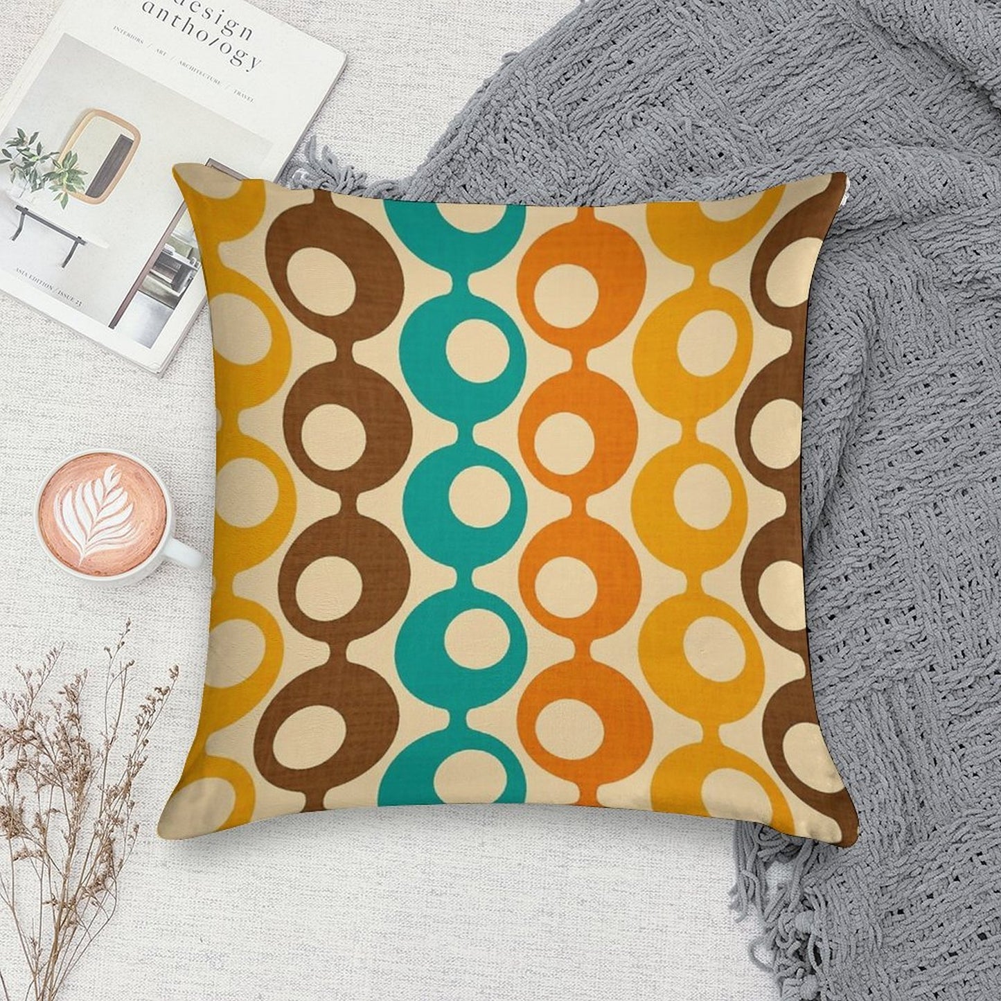 Mid-Century MOD Circles Pattern Soft Durable Construction Throw Pillow