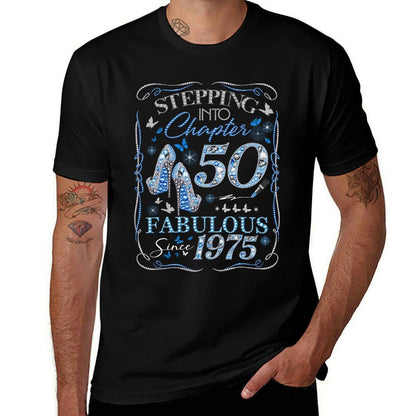 Stepping Into Chapter 50 Est 1975 50th Birthday Diamond  Lightweight T-Shirt