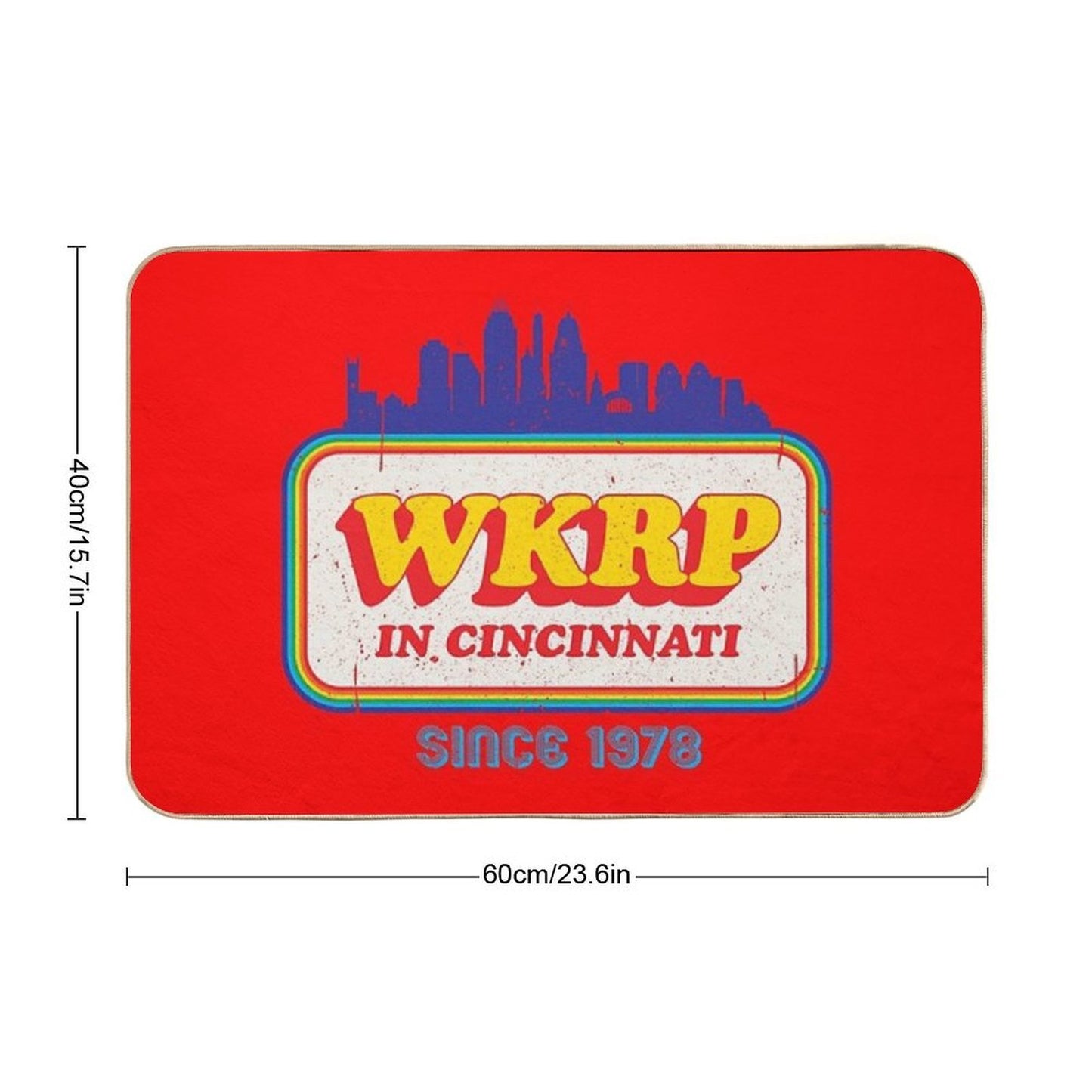 WKRP in Cincinnati Skyline Logo  Repositionable Bath Mat