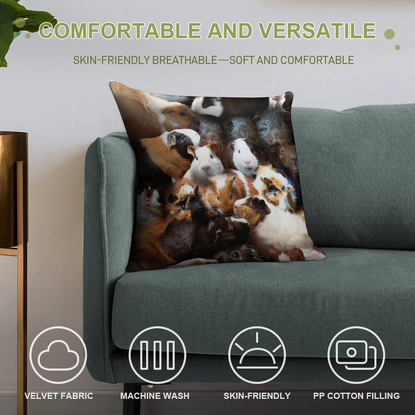 Guinea Pigs Soft Reinforced Edging Throw Pillow