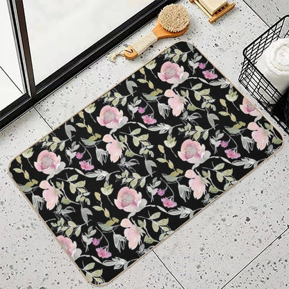 Oriental Floral Pattern in Watercolors  Odorless Bath Mat