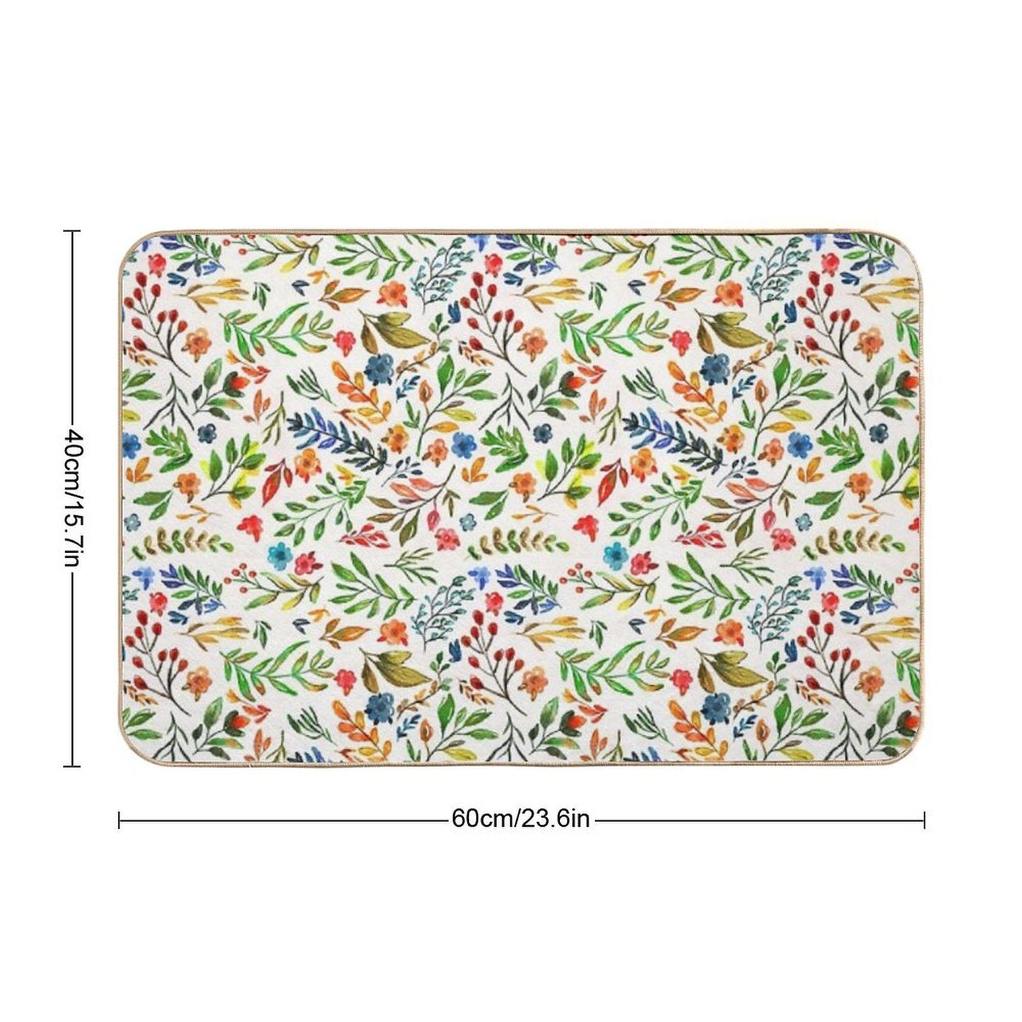 Watercolor Hand Drawn Flowers And Foliage  Odorless Bath Mat
