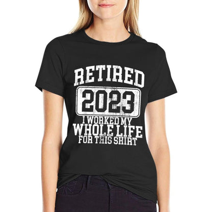 Retired 2023 Humor for Men & Women - Classic Fit,, Black  Rolled Sleeves T-Shirt