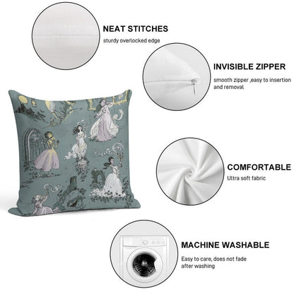 Girls Running From Houses Soft Ultra-Soft Texture Throw Pillow