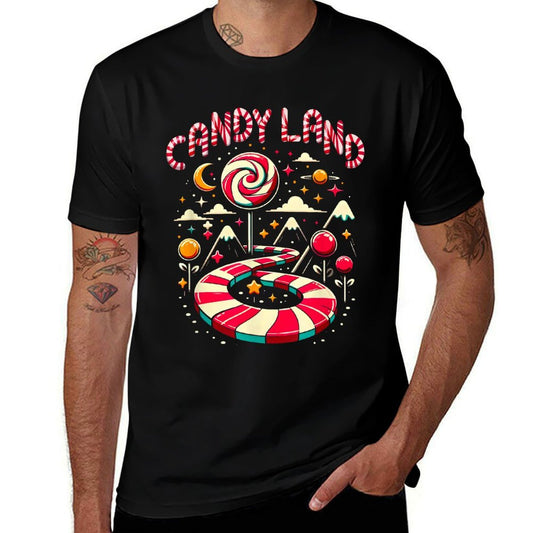 Xmas Candy Land Rainbow Trail Candy Cane Merry Christmas  Summer-ready Fabric T-Shirt