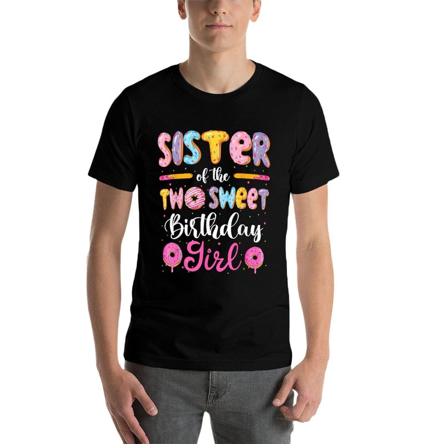 Sister Of The Two Sweet Birthday Girl Donut 2nd Birthday  Eco-friendly Material T-Shirt