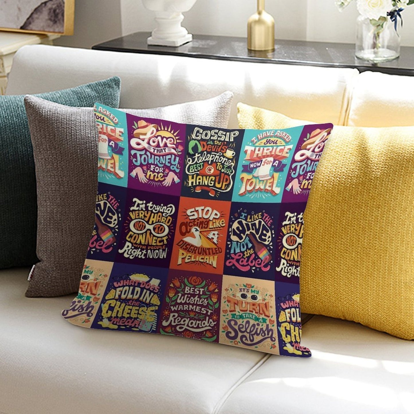 SC Collage Soft High-Density Material Throw Pillow